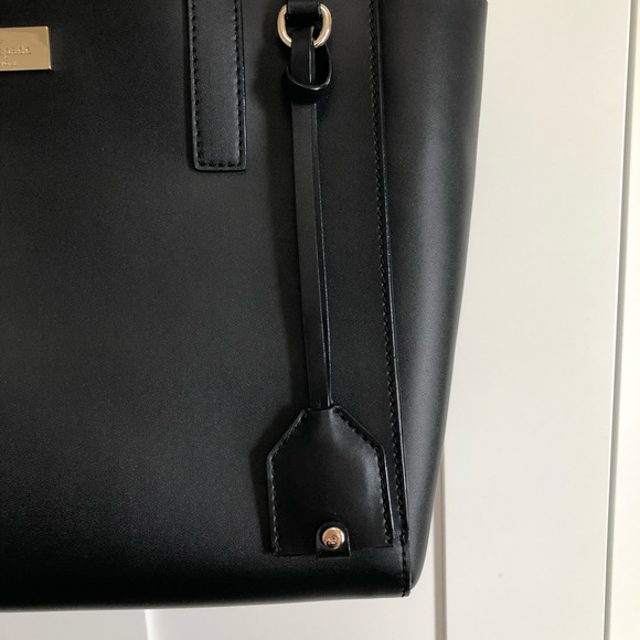 Kate Spade Black & Blue Top Handle Leather Tote Bag - Picture 4 of 16